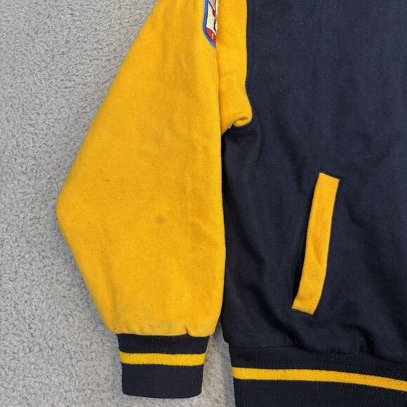 Vtg Disney Winnie The Pooh Varsity Jacket Blue Yellow Wool 100 Acre Wood - Large - Picture 4 of 13